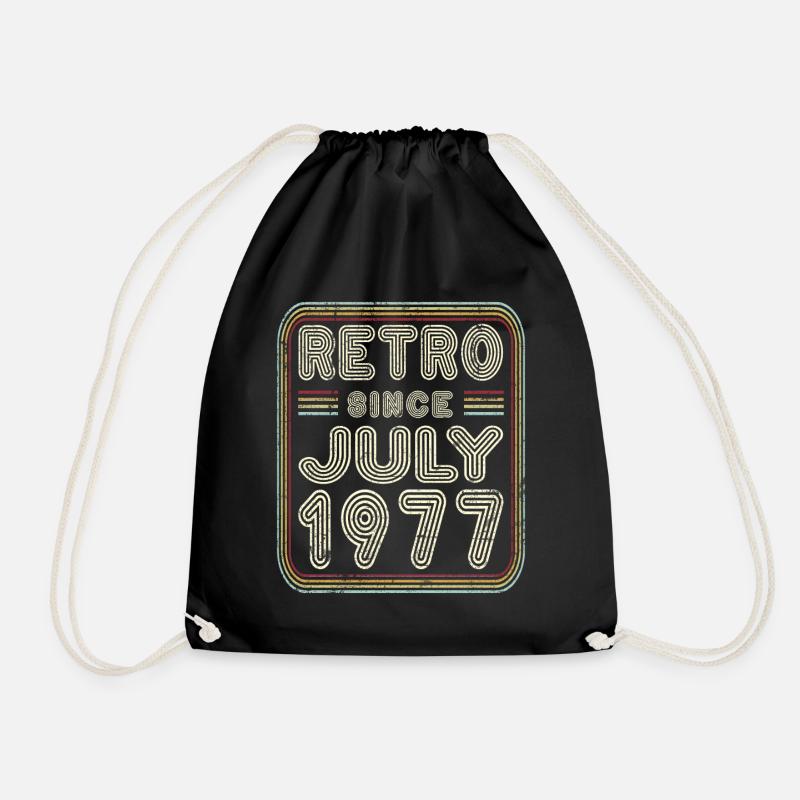 Birthday July 1977 Retro Gift - Drawstring Bag - black