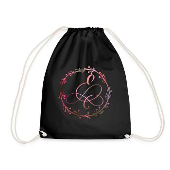 Monogramm, Buchstabe E, Kalligrafie Ornament - Turnbeutel - Schwarz - Vorne