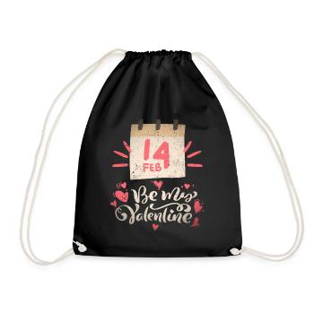 14 Februar Valentinstag Spruch, Be-My-Valentine - Turnbeutel - Schwarz - Vorne