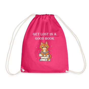 Get lost in a good book - Drawstring Bag - fuchsia - Front