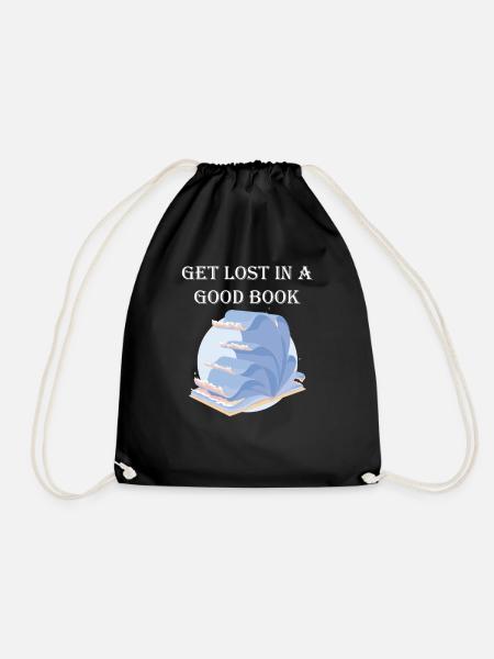 Get lost in a good book - Drawstring Bag - black