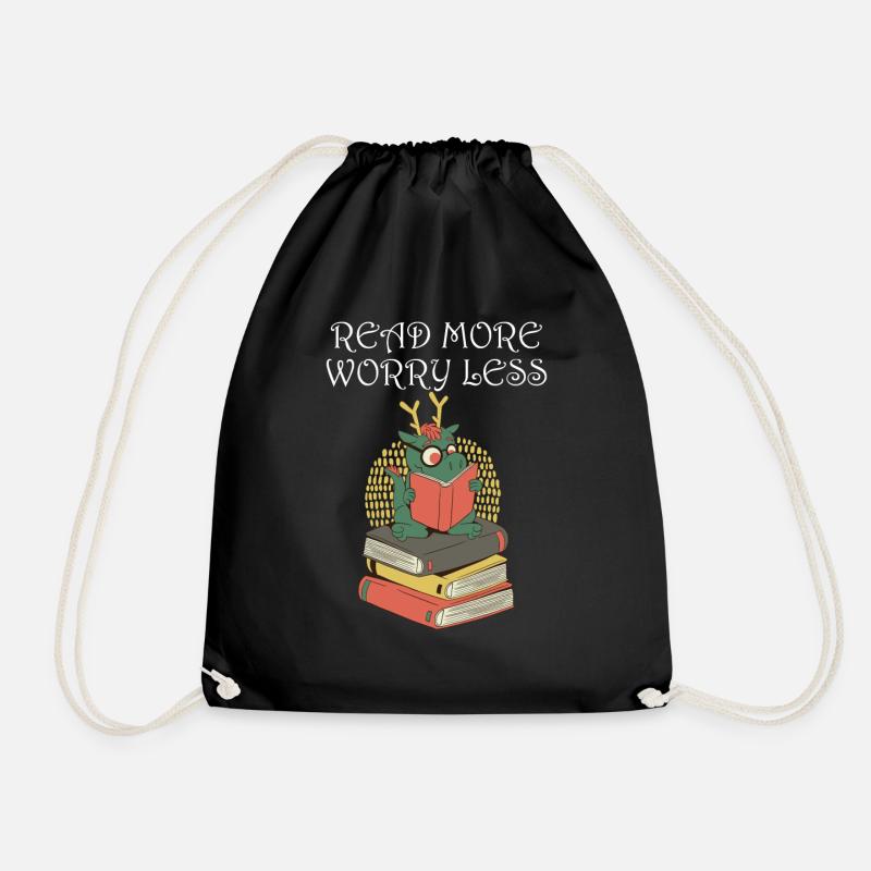 Read more, worry less - Drawstring Bag - black
