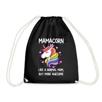 Funny Mamacorn Unicorn Costume Mom Mother's Day - Drawstring Bag - black - Front