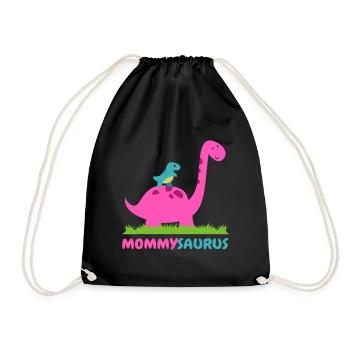 Dinosaur Mommy Mama Saurus Mother's Day - Drawstring Bag - black - Front