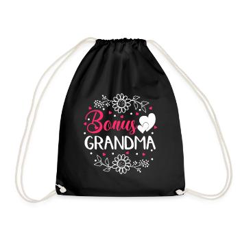 Bonus Grandma Mother's Day Step Grandma - Drawstring Bag - black - Front