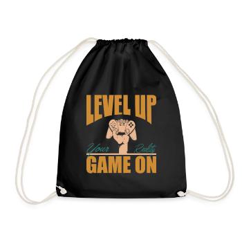 Level up your reality game on retro gamer quote - Drawstring Bag - black - Front