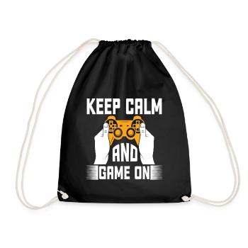Keep Calm And Game On - Turnbeutel - Schwarz - Vorne