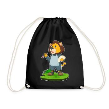 Lion Painter Brush Painting - Drawstring Bag - black - Front