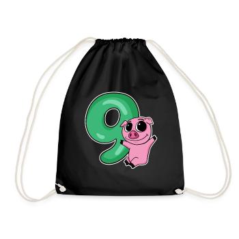 9 Birthday 9 years old with animal motif - nine - Drawstring Bag - black - Front