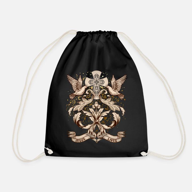 Croix du Christ, Jésus-Christ avec des colombes de la paix - Sac de sport léger - noir