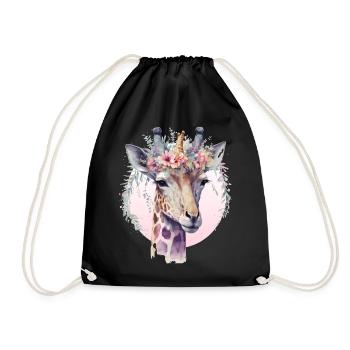 Aquarelle mignonne Girafe Couronne Couronne Safari Animal - Sac de sport léger - noir - Devant