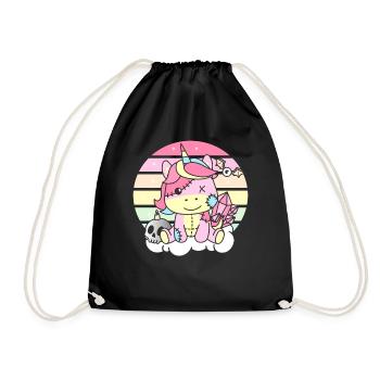 Kawaii Gothic Unicorn Pastel Gothic Goth - Drawstring Bag - black - Front