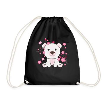 Ours polaire Animaux mignons pour enfants Kawaii - Sac de sport léger - noir - Devant