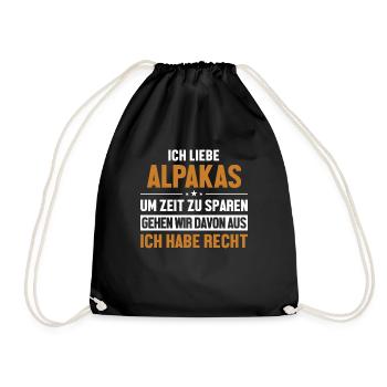 Alpakaliebe hat immer Recht Lama Alpaca Pako - Turnbeutel - Schwarz - Vorne