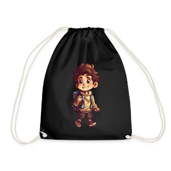 Mignon garçon de première année et enfant de garderie avec sac à dos - Sac de sport léger - noir - Devant
