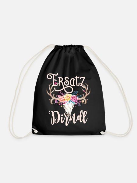 Trachtenshirt Damen Trachten T-Shirt Dirndl Ersatz - Turnbeutel - Schwarz