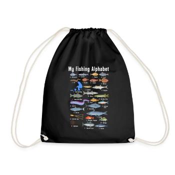 My Fishing Alphabet Fisherman Angling Fish - Drawstring Bag - black - Front