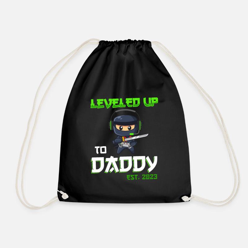 Leveled Up To Daddy Est. 2023 Gaming Ninja - Turnbeutel - Schwarz
