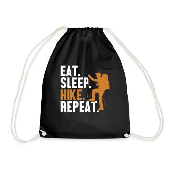 Eat Sleep Hike Repeat Mountain Hiking Hiking Trekking - Drawstring Bag - black - Front