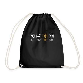 Eat Sleep Hike Repeat Trekking Mountain Hiking Hiking - Drawstring Bag - black - Front