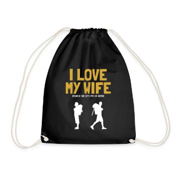 I love my Wife Hiking Mountain Hiking Hiking Trekking - Drawstring Bag - black - Front