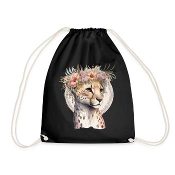 Mignon Cheetah Flower Crown Boho Esthétique - Sac de sport léger - noir - Devant