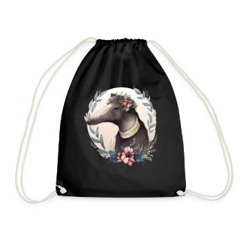 Watercolor Anteater Flower Crown Floral Anteaters - Turnbeutel - Schwarz - Vorne