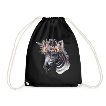 Aquarelle Zèbre Fleur Couronne Afrique Safari Boho A - Sac de sport léger - noir - Devant