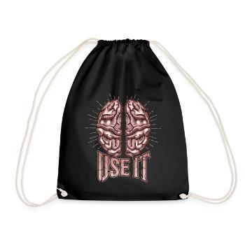 Brain, funny saying, use-it - Drawstring Bag - black - Front