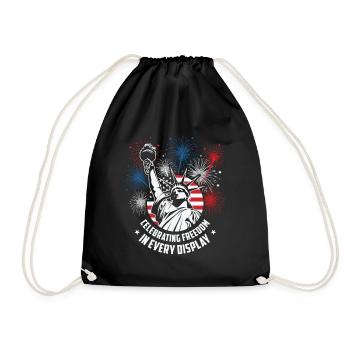 USA Independence Patriotic American Flag Fireworks - Drawstring Bag - black - Front