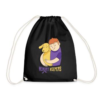 Alzheimer's Awareness Pet Purple Ribbon Paws - Drawstring Bag - black - Front