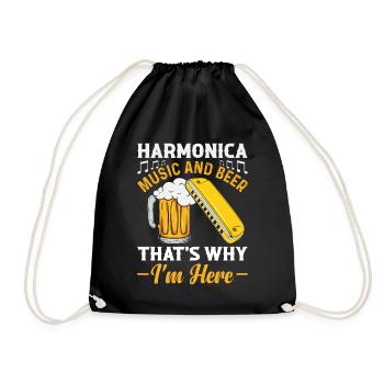 Harmonica Music And Beer That's Why Im Here Harmon - Turnbeutel - Schwarz - Vorne