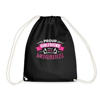 Microbiologist Proud Girlfriend Of Microbiology - Drawstring Bag - black - Front