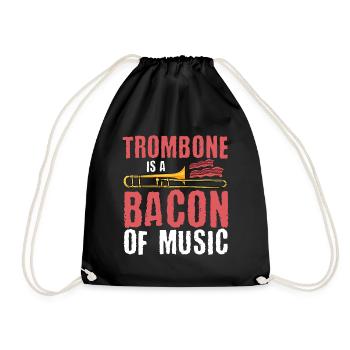 Trombone Bacon Of Music Mucisian Brass Instrument - Drawstring Bag - black - Front