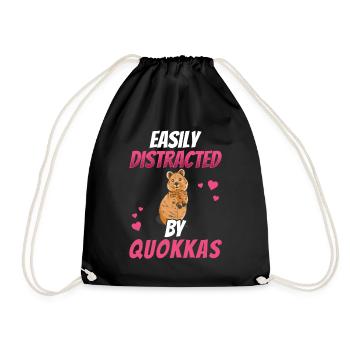 Distracted by quokka Australia marsupial - Drawstring Bag - black - Front