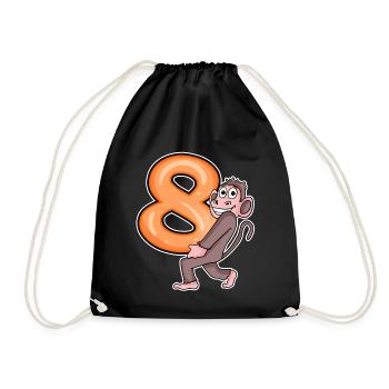 8 Birthday 8 years old with animal motif - eight - Drawstring Bag - black - Front