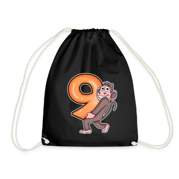 9 Birthday 9 years old with animal motif - nine - Drawstring Bag - black - Front