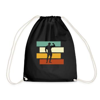 Body building Retro - Drawstring Bag - black - Front