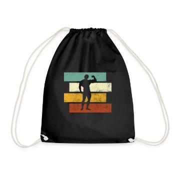 Body building Retro - Drawstring Bag - black - Front