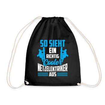 So sieht ein cooler Netzelektriker aus - Turnbeutel - Schwarz - Vorne