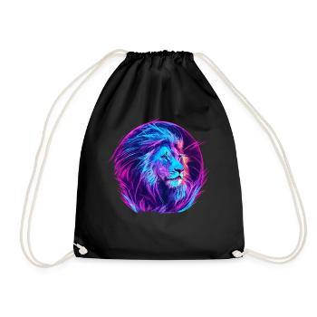 Lion Vaporwave EDM - Drawstring Bag - black - Front
