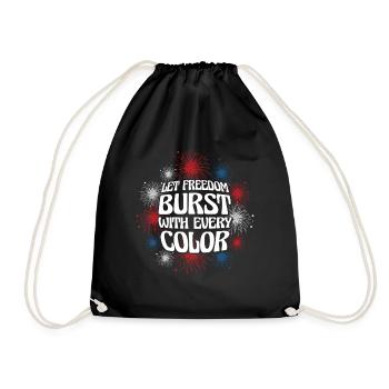USA Independence Patriotic American Flag Fireworks - Drawstring Bag - black - Front