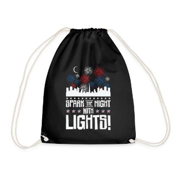 USA Independence Patriotic American Flag Fireworks - Drawstring Bag - black - Front