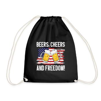 USA Independence Beer Drinking Freedom - Drawstring Bag - black - Front