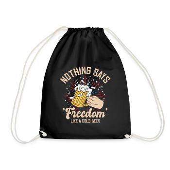 USA Independence Beer Drinking Freedom - Drawstring Bag - black - Front