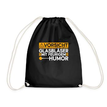 Vorsicht - Glasbläser Mit Feurigem Humor - Turnbeutel - Schwarz - Vorne