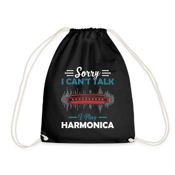 Sorry I Cant Talk I Play Harmonica Harmonica Play - Turnbeutel - Schwarz - Vorne