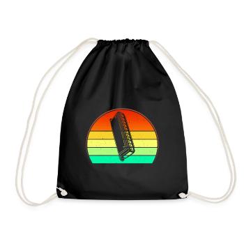 Retro Sunset Design The Harmonica Lover Harmonica - Drawstring Bag - black - Front