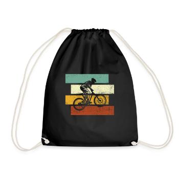 Mountain Bike Retro - Drawstring Bag - black - Front