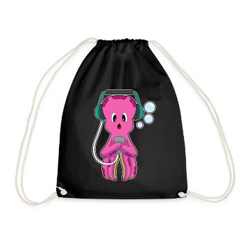 Octopus Headphones Music - Drawstring Bag - black - Front